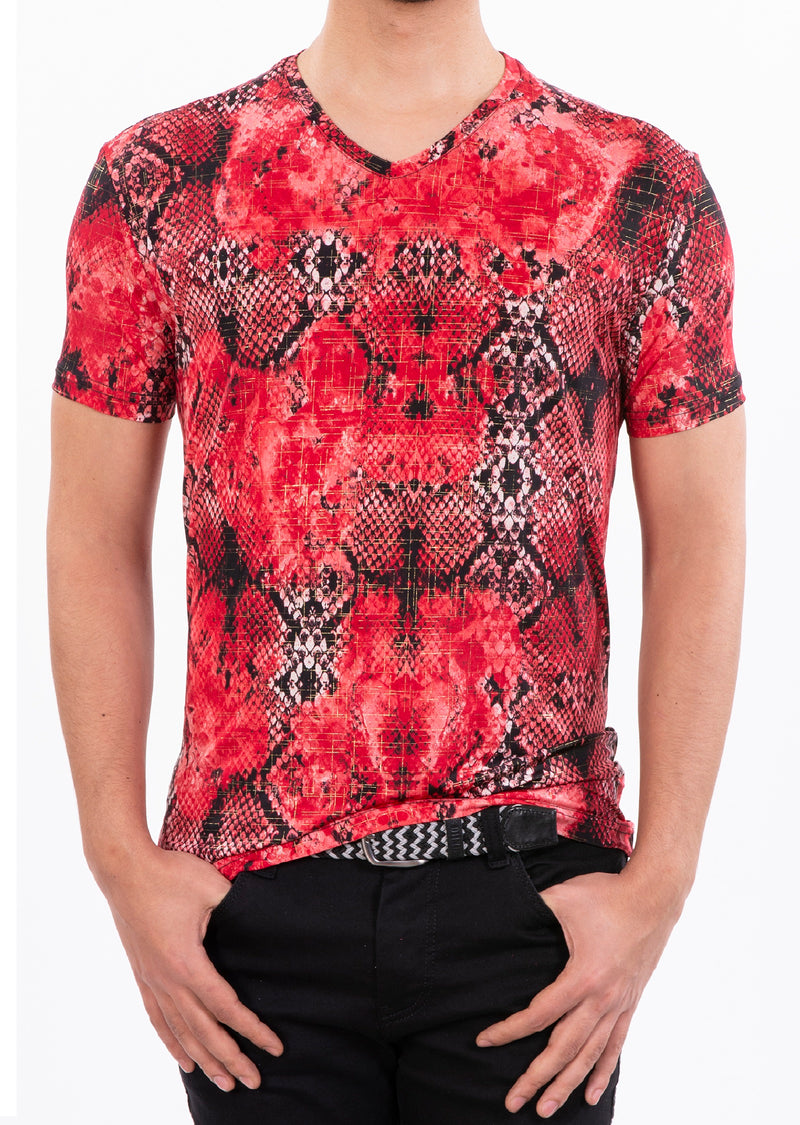 Red Snake Spandex Print Tee