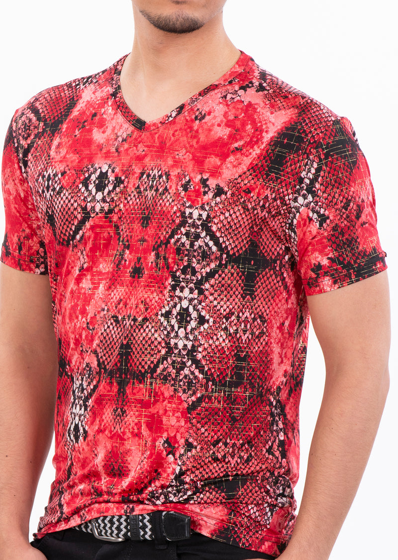 Red Snake Spandex Print Tee