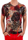 Red "Trace' Spandex Print Tee