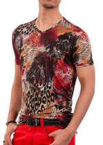 Red "Trace' Spandex Print Tee