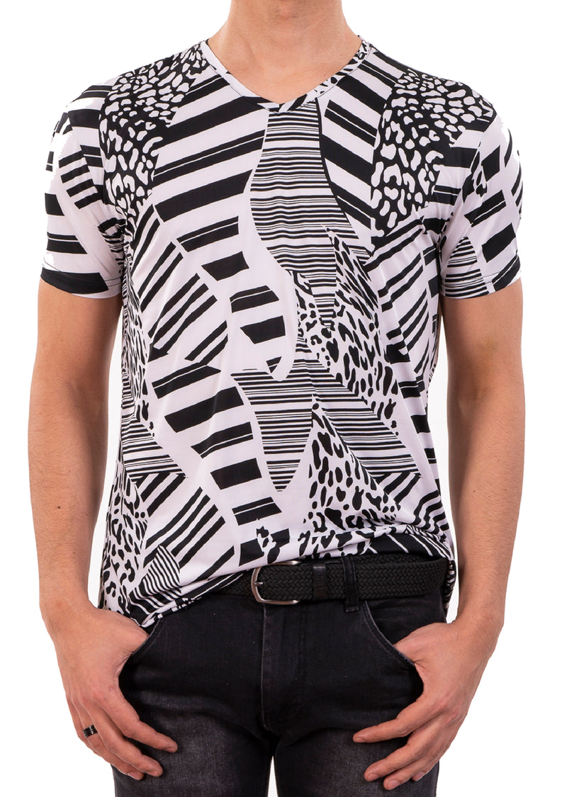 Black 'Zebra' Spandex Print Tee