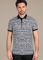 Black "Benedetto" Abstract polo