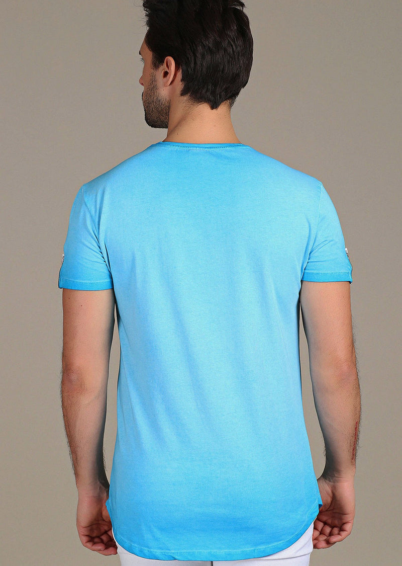 Blue Dip-Dyed "Lifestyle" Zipper Tee