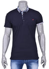 Navy Printed Detailed Collar Polo