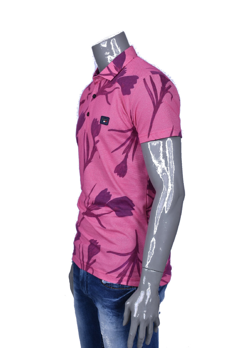 Pink Floral Print Polo