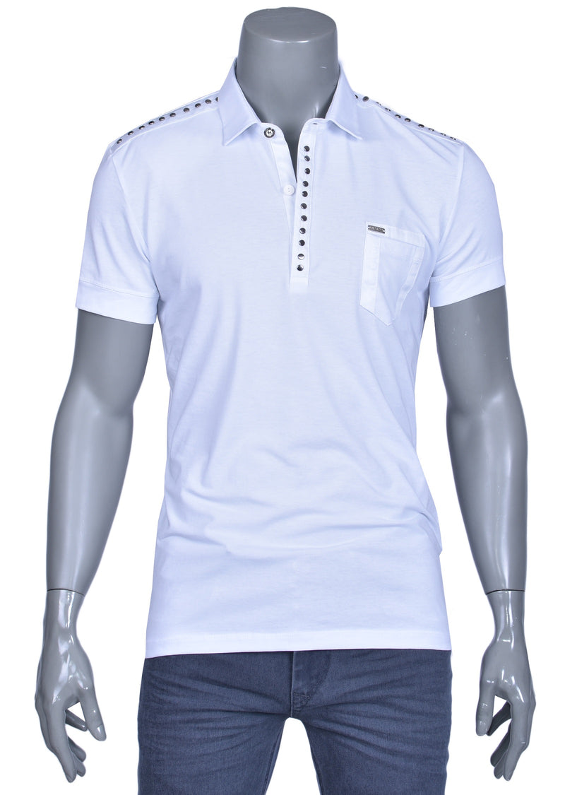 White "Aegeus" Studded Polo