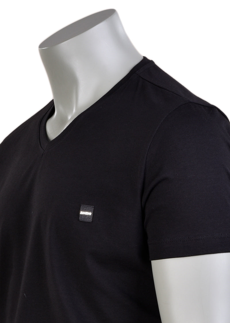 Black Stretch Luxe V-neck Tee