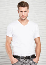 White Stretch Luxe V-neck Tee