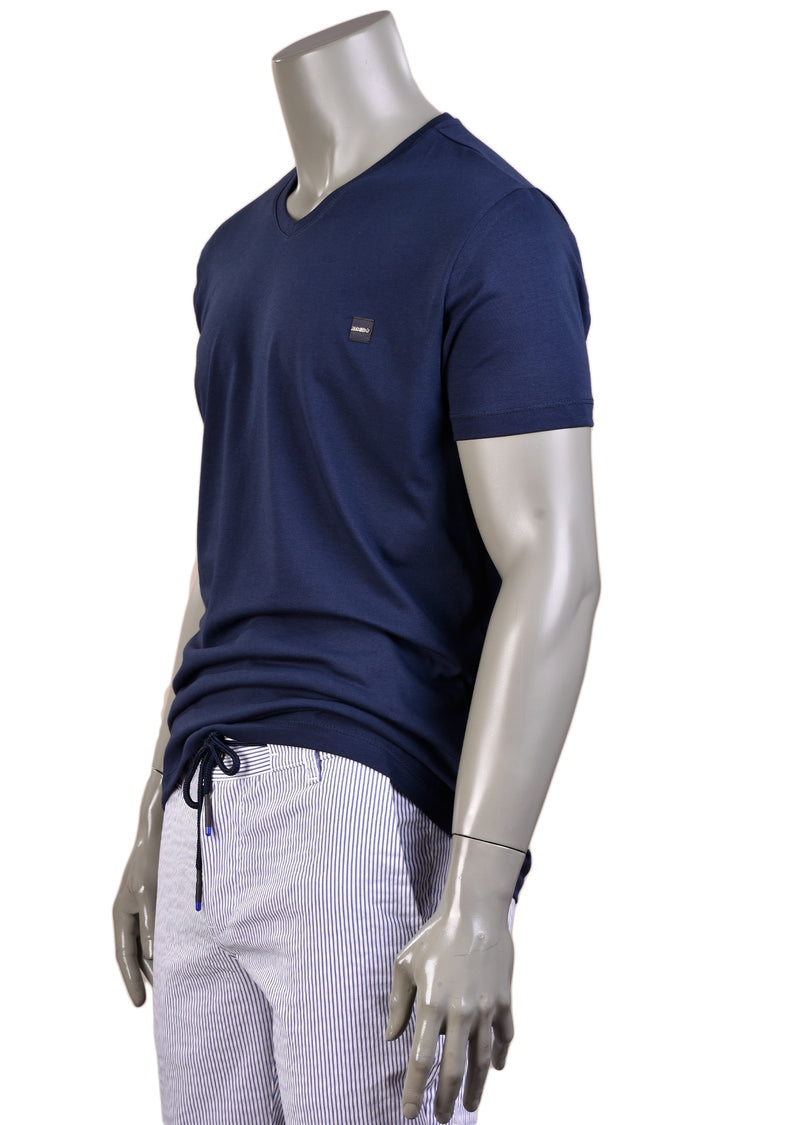 Navy Stretch Luxe V-neck Tee