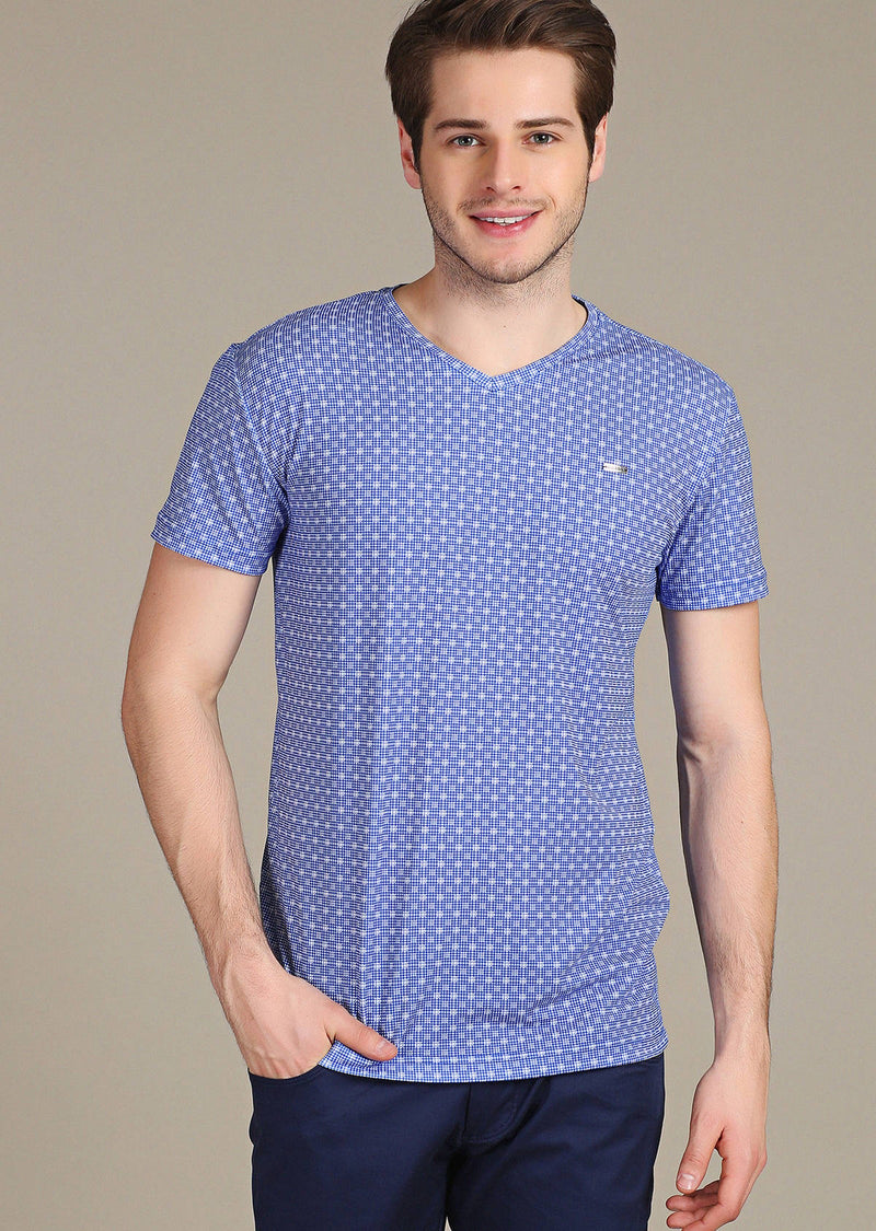 Blue "ALPEIN"Micro Print Tee