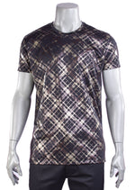 Black Gold Plaid Spandex Print Tee