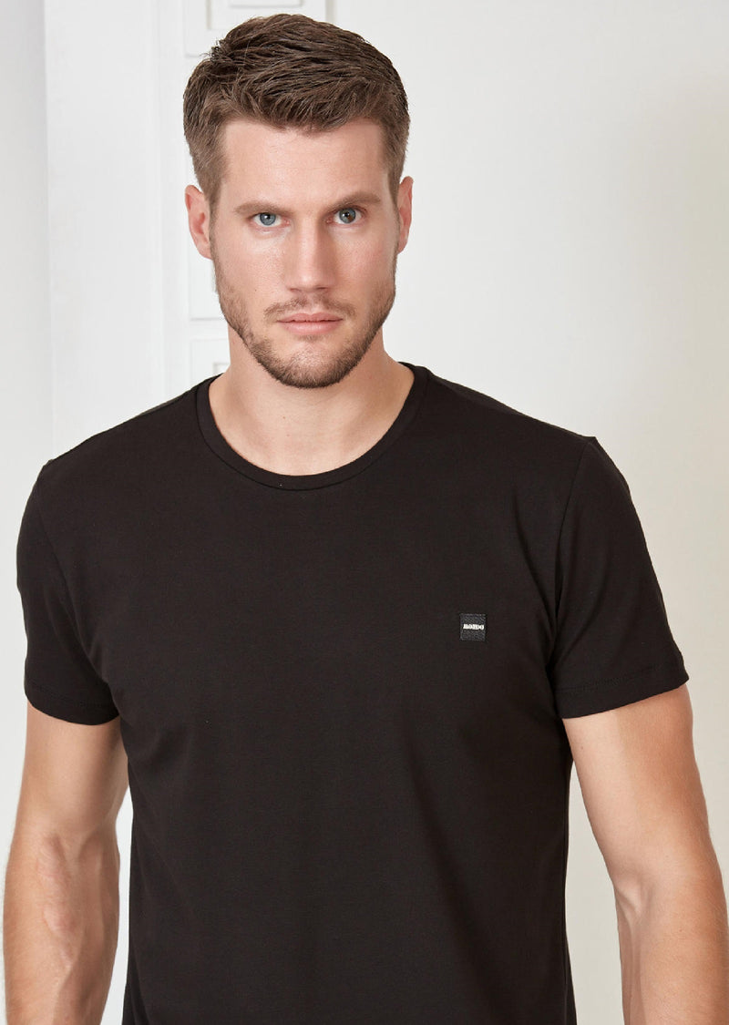 Black Stretch Luxe Crew Neck Tee