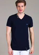 Navy Zipper "Fabrizio" Tee