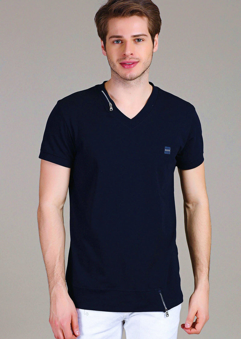 Navy Zipper "Fabrizio" Tee