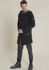 Black Gray Two-Tone Hooded Cardigan