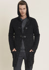 Black Gray Two-Tone Hooded Cardigan