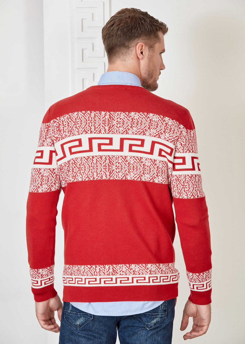 Red Meander Design Sweater