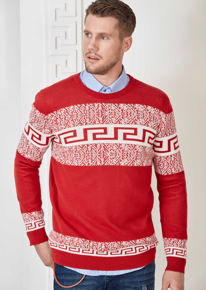 Red Meander Design Sweater