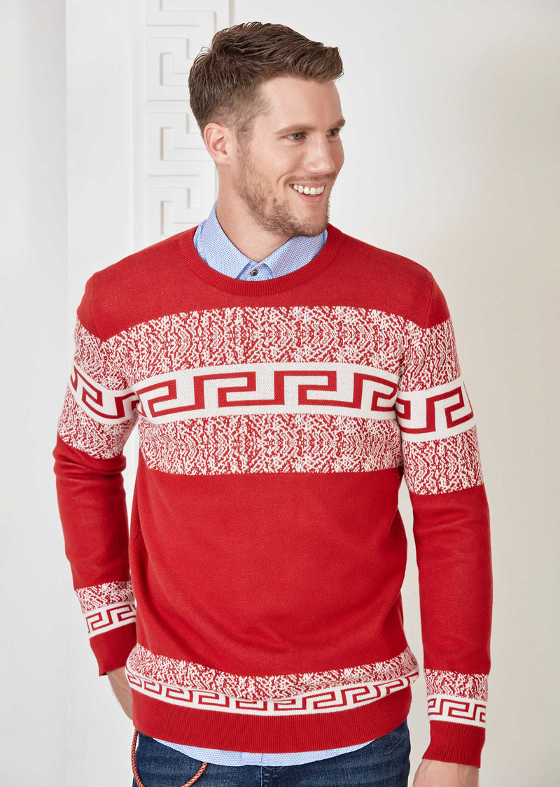 Red Meander Design Sweater