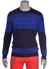 Navy-Royal Meander Design Sweater