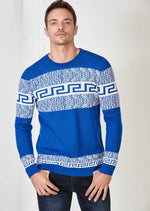 Blue Meander Design Sweater