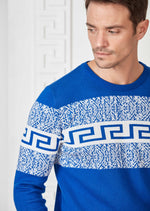 Blue Meander Design Sweater