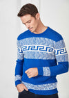 Blue Meander Design Sweater