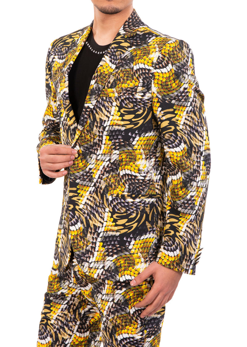 Yellow Snake Print Blazer MONDO Menswear