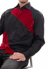 Black Red Trim Velvet Shirt